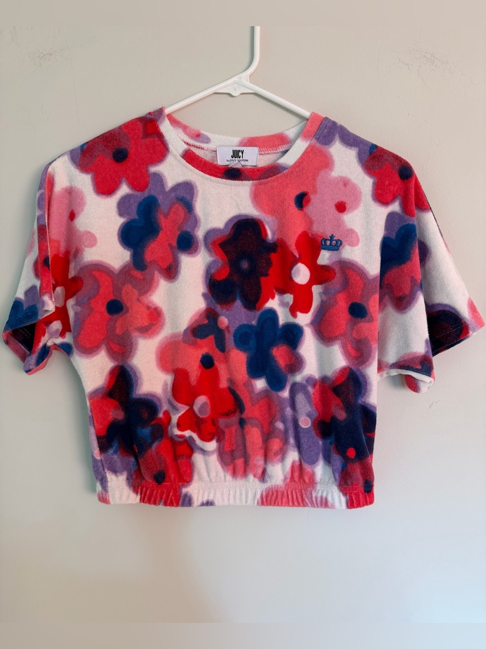 Juicy Couture Terry Cloth Floral Crop Top S Small